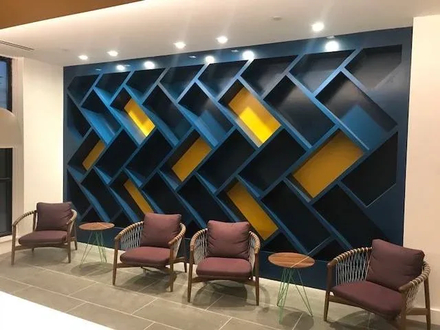 Commercial lobby feature wall millwork