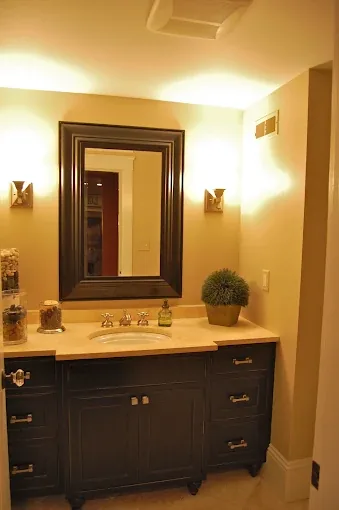 Custom dark wood bathroom vanity